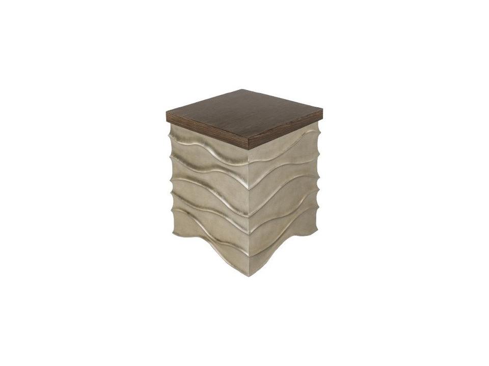 Square Wood Walnut Champagne End Table
