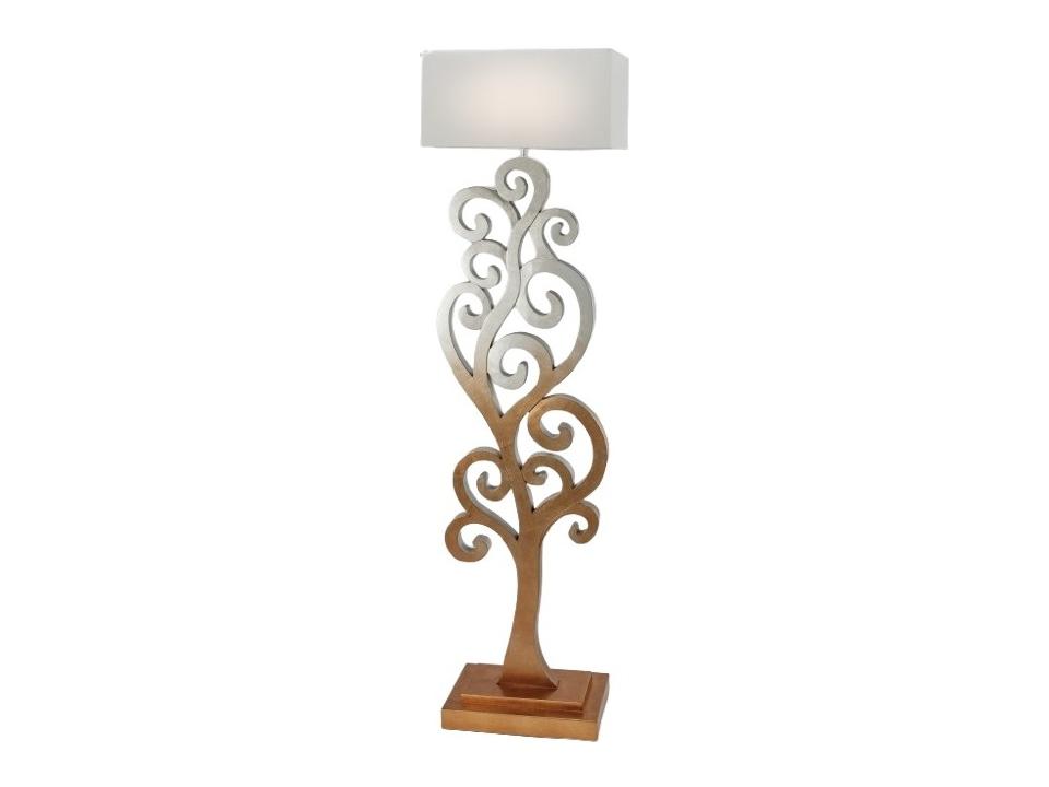 Traditional Handpainted Gold Wood and Resin Floor Lamp