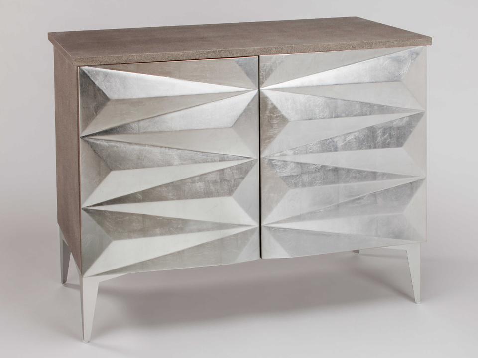 47-Inch Gray Silverleaf Accent Chest with Spike Design
