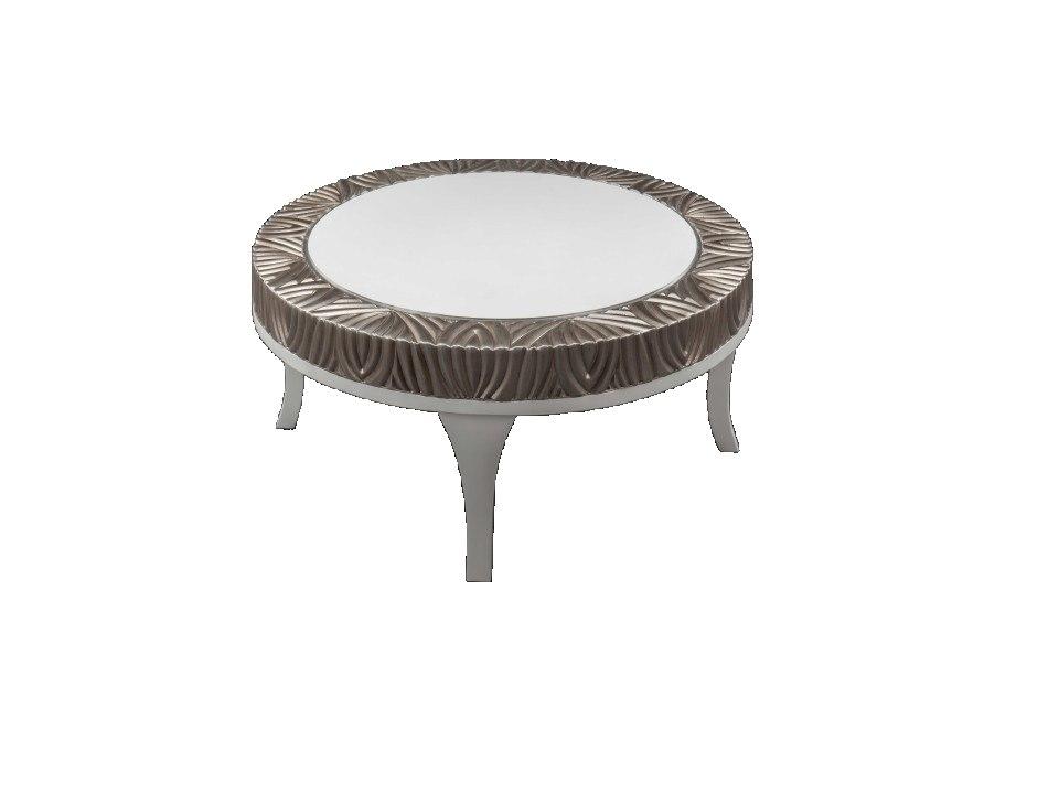 Round Glass Silver White Coffee Table