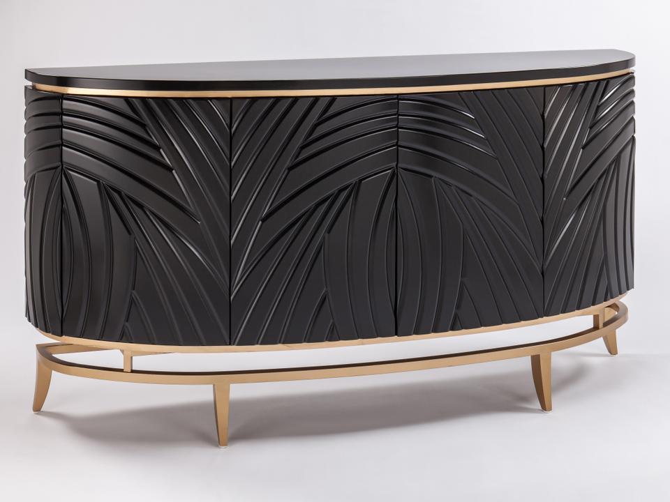 2932-S Black Handpainted Accent Chest with Gold Metal Base