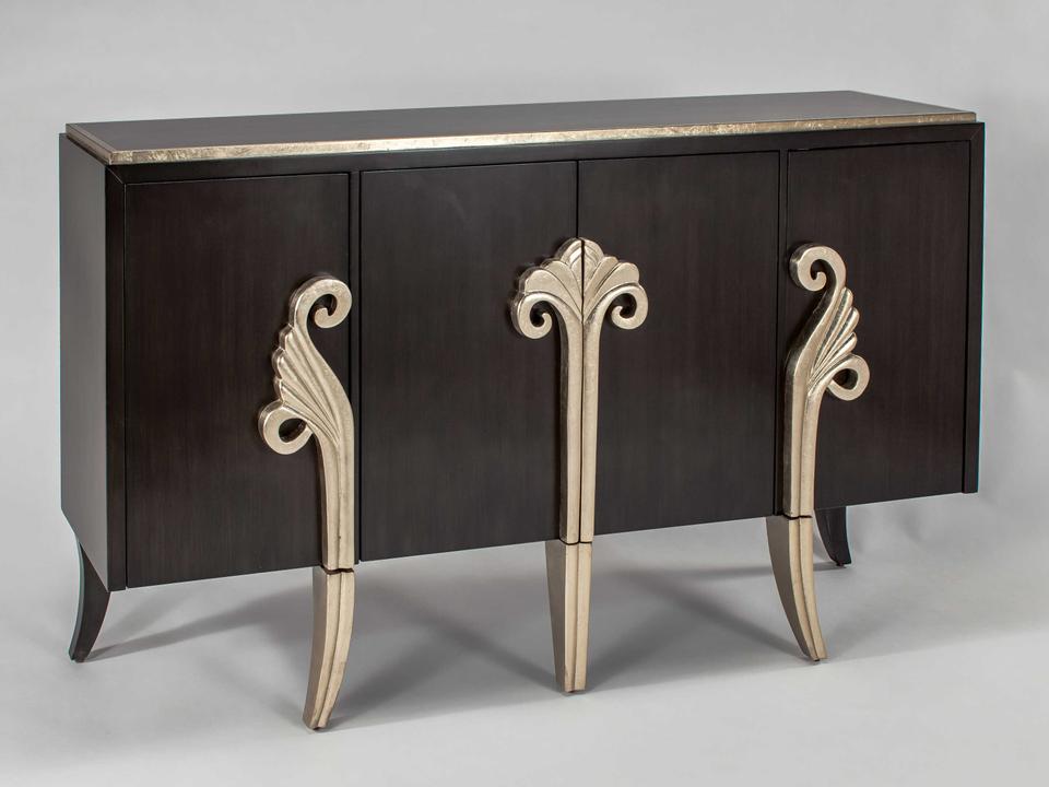 Espresso Champagne Manufactured Wood Sideboard with 4 Doors