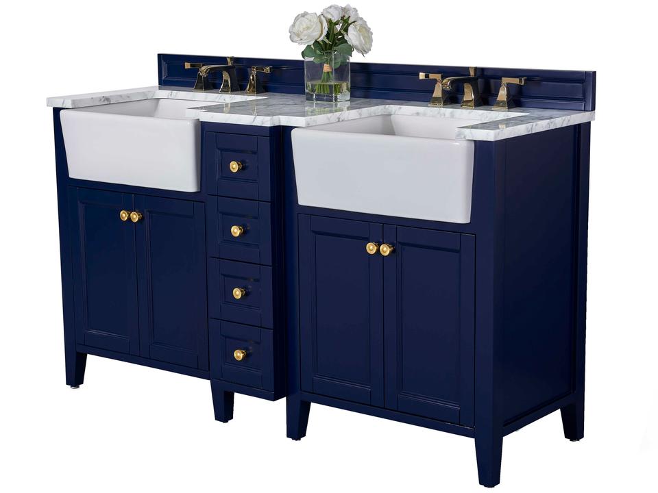 Adeline 60 Inch Double Bathroom Vanity Heritage Blue Farmhouse