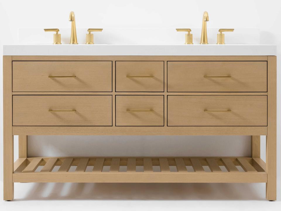 Double Bathroom Vanity Elizabeth 60-Inch Oak