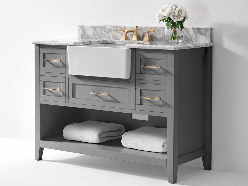 Hayley 48-Inch Single Vanity Elegant Farmhouse Sink Cabinet