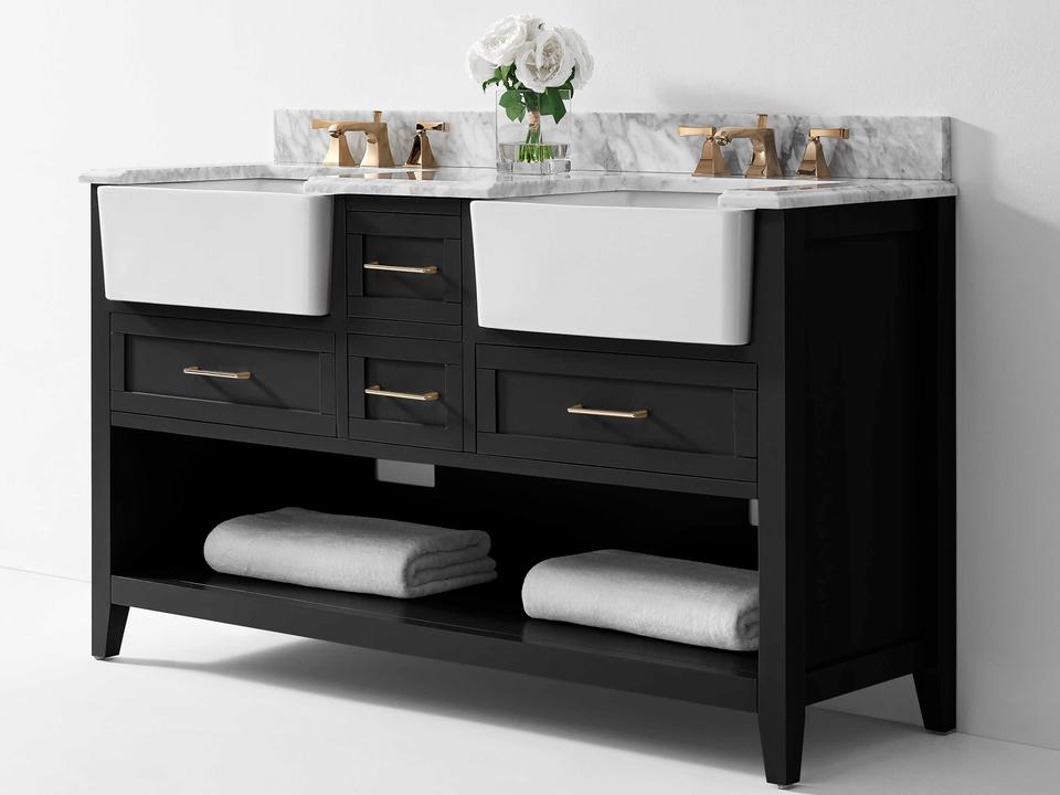 Hayley 60 Inch Double Bathroom Vanity Farmhouse Modern