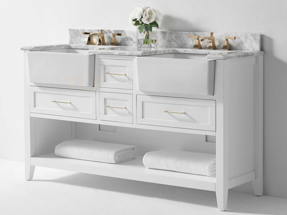 Hayley 60 Inch Double Bathroom Vanity Farmhouse Style