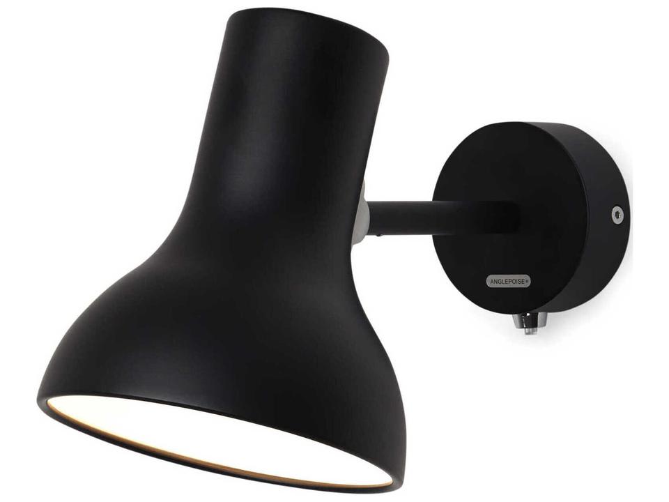 Type 75 Mini Wall Light in Jet Black Matte with Adjustable Aluminum Arms by Sir Kenneth Grange