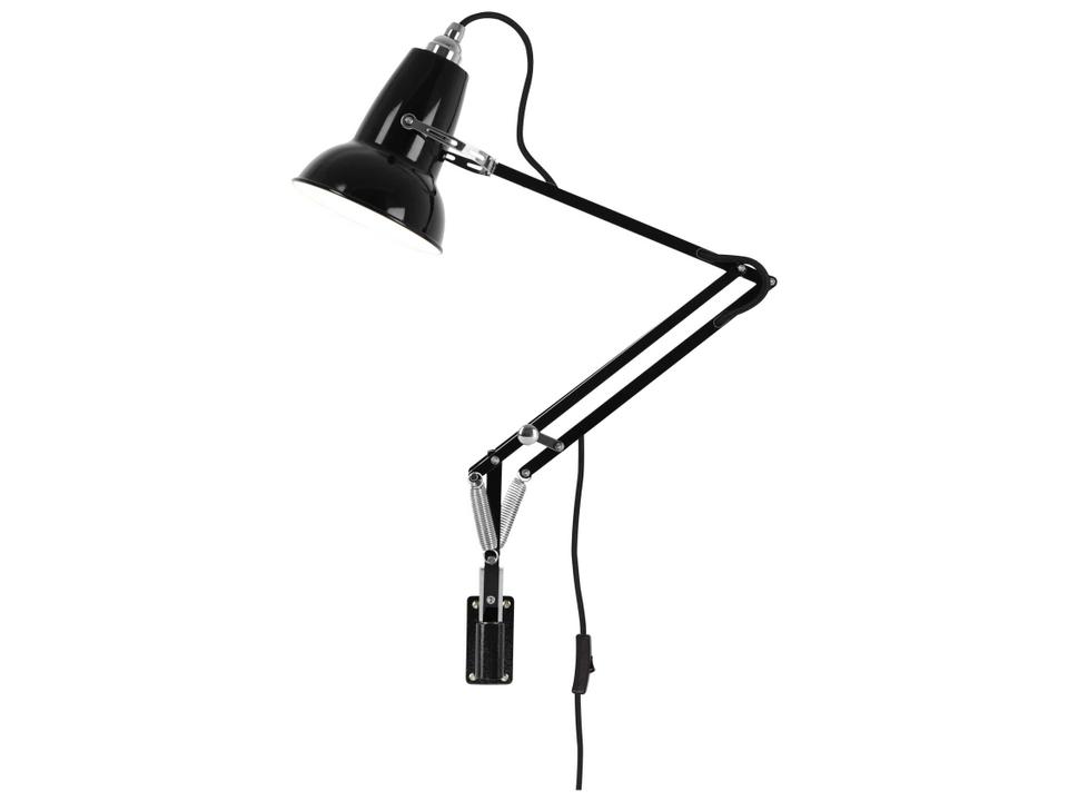 Original 1227 Mini Swing Arm Wall Light in Jet Black with Chrome Fittings
