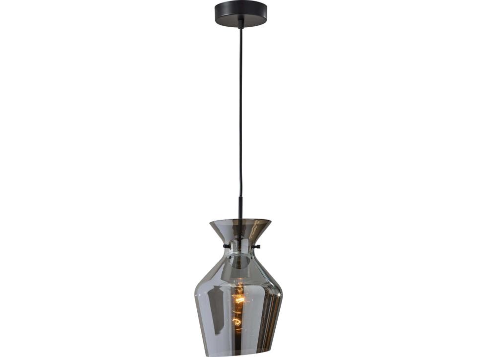 Tate Mirrored Smoked Glass Pendant Light in Black