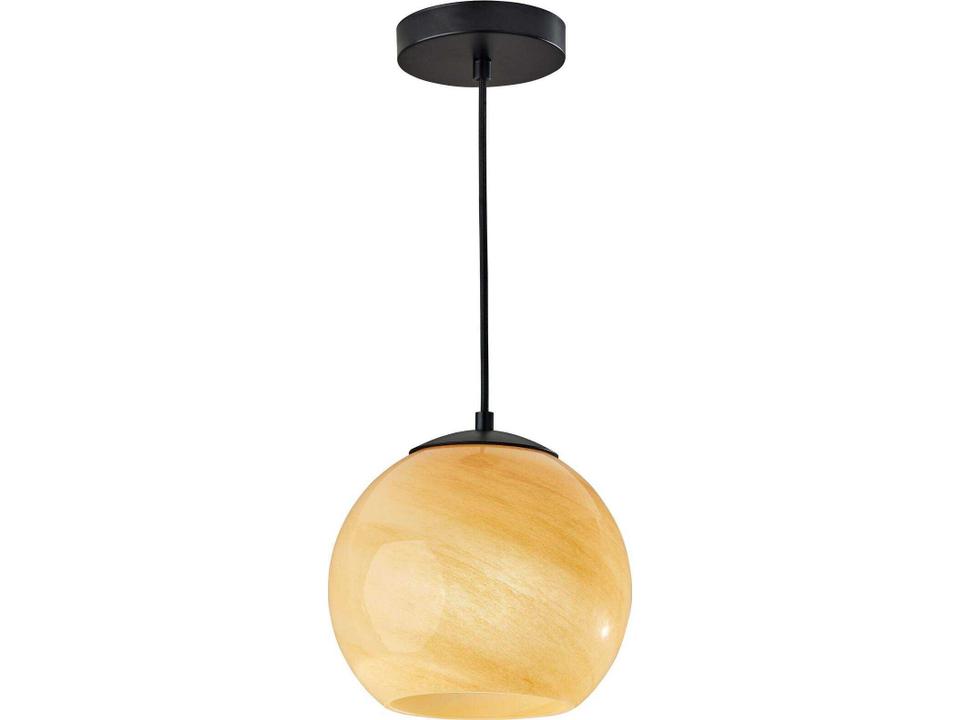 Nolan Globe Pendant Light in Black with Beige Swirl Glass