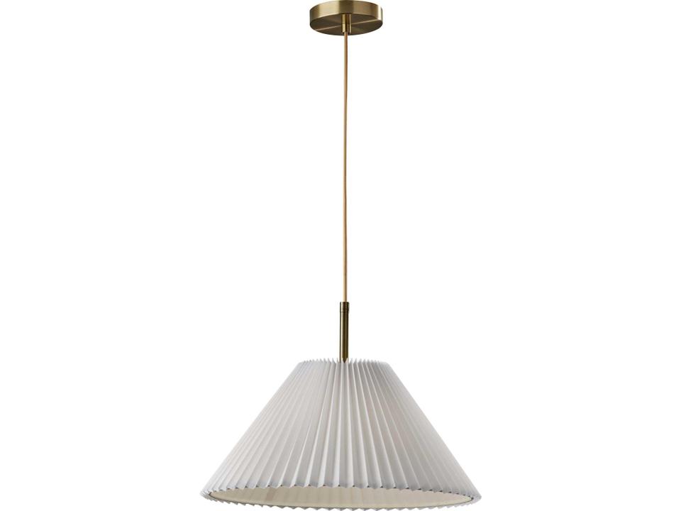 Scarlet Pendant Light Antique Brass with Off-White Fabric Shade