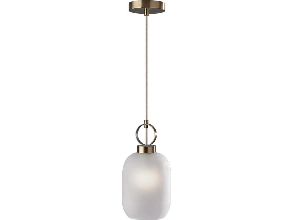 Lancaster Frosted Glass Pendant Light in Antique Brass