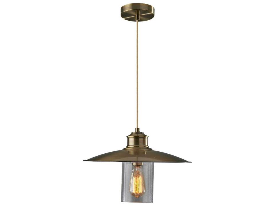 Kieran Pendant Light in Antique Brass with Clear Seeded Glass