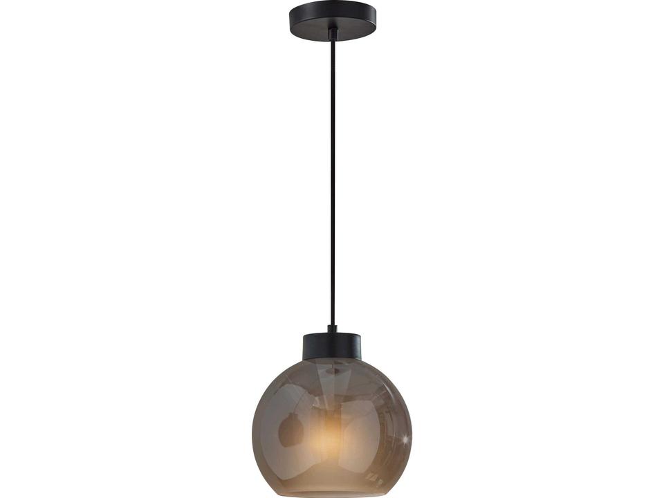Atticus Pendant Light with Smoked Glosted Glass Shade and Black Finish