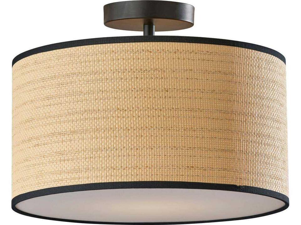 Harvest Black Brown Drum Semi Flush Mount
