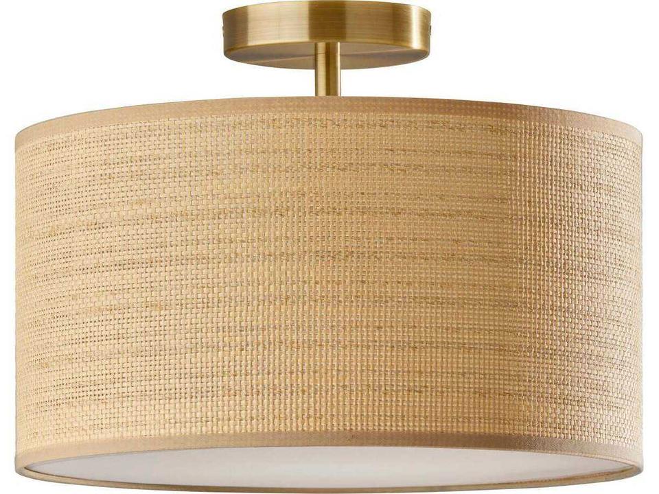 Harvest Antique Brass Brown Drum Semi Flush Mount