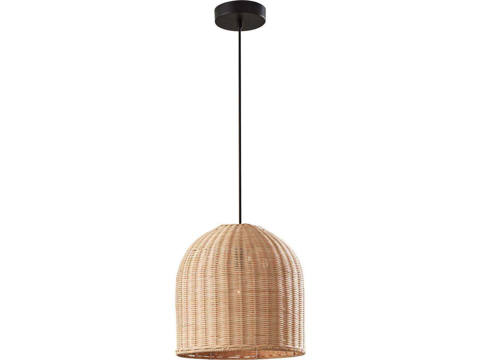 Bahama Pendant Light in Dark Bronze with Light Rattan Shade