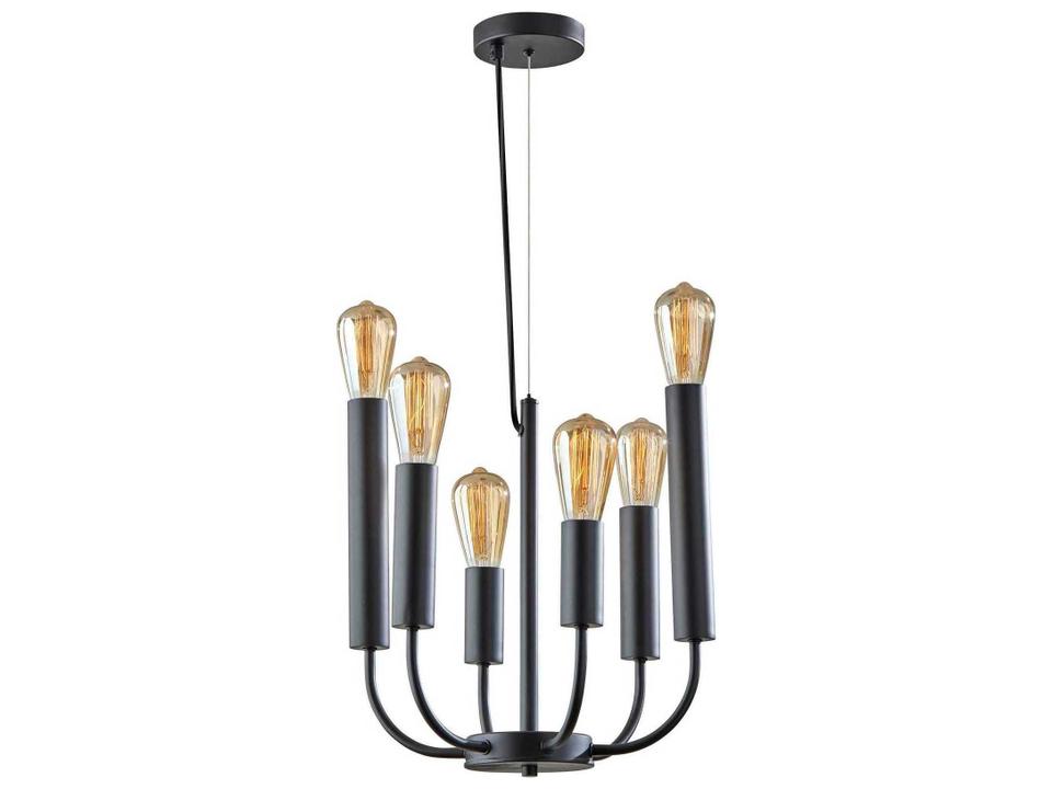 6-Light Rory Chandelier in Black Metal with Mid-Century Modern Design