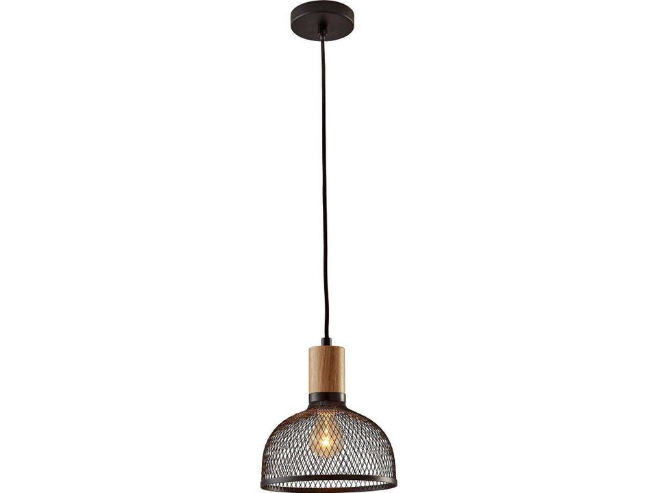Dale 1-Light Pendant Light Matte Black and Natural Rubber Wood