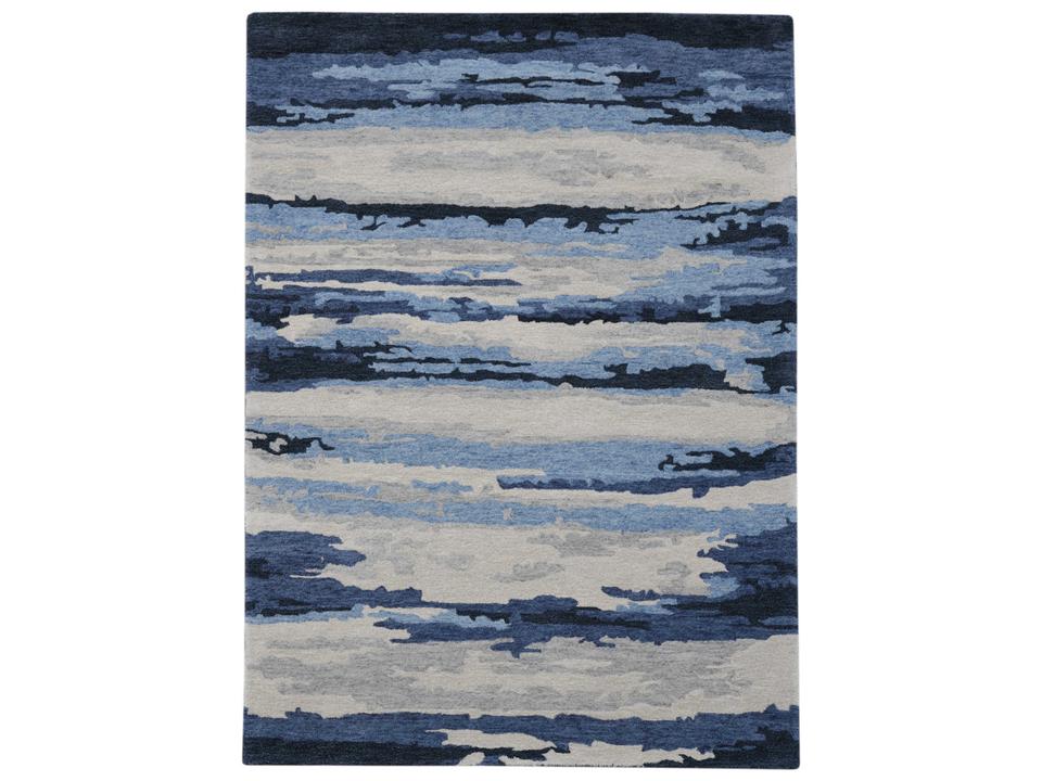 Abstract ABS-7 Hand-Tufted Wool Viscose Area Rug Navy