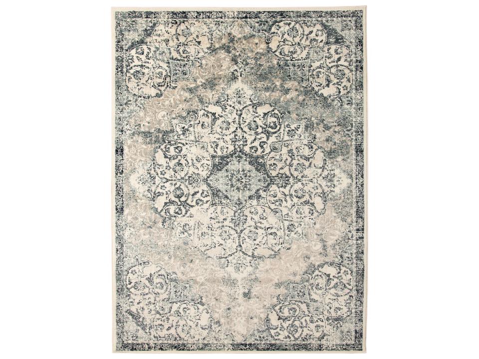 Allure Medallion Power-Loomed Polypropylene Area Rug Ivory Blue