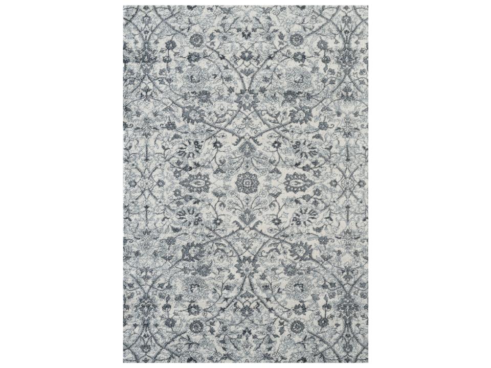 Alexandria Damask Area Rug in Light Blue Polypropylene