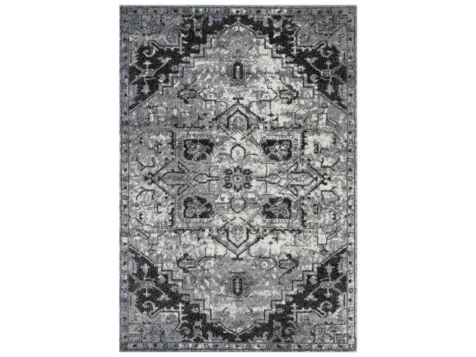 Alexandria Rectangle Polypropylene Medallion Area Rug in Ivory Gray