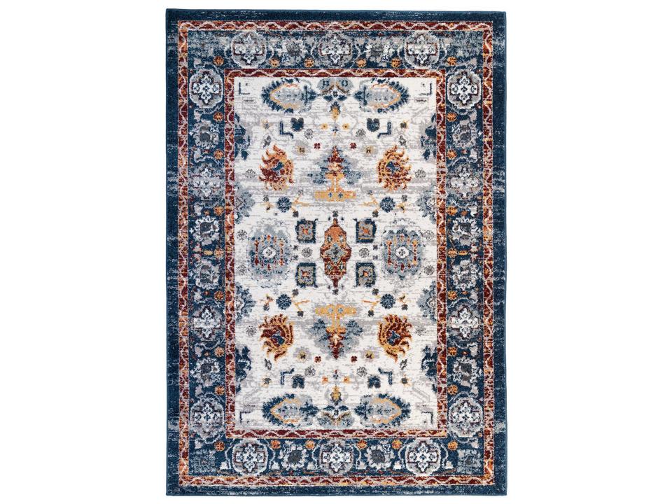 Alexandria Classic Floral Power-Loomed Runner Rug in Blue