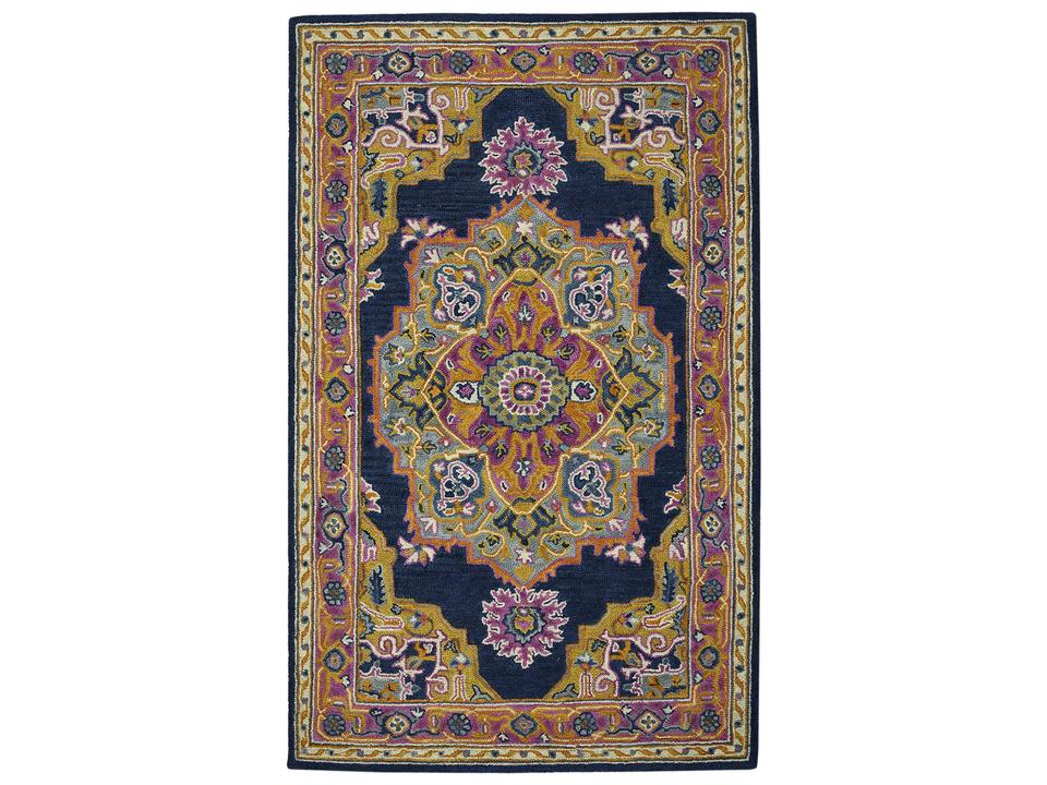 Boho Collection Hand-Tufted Wool Area Rug in Navy