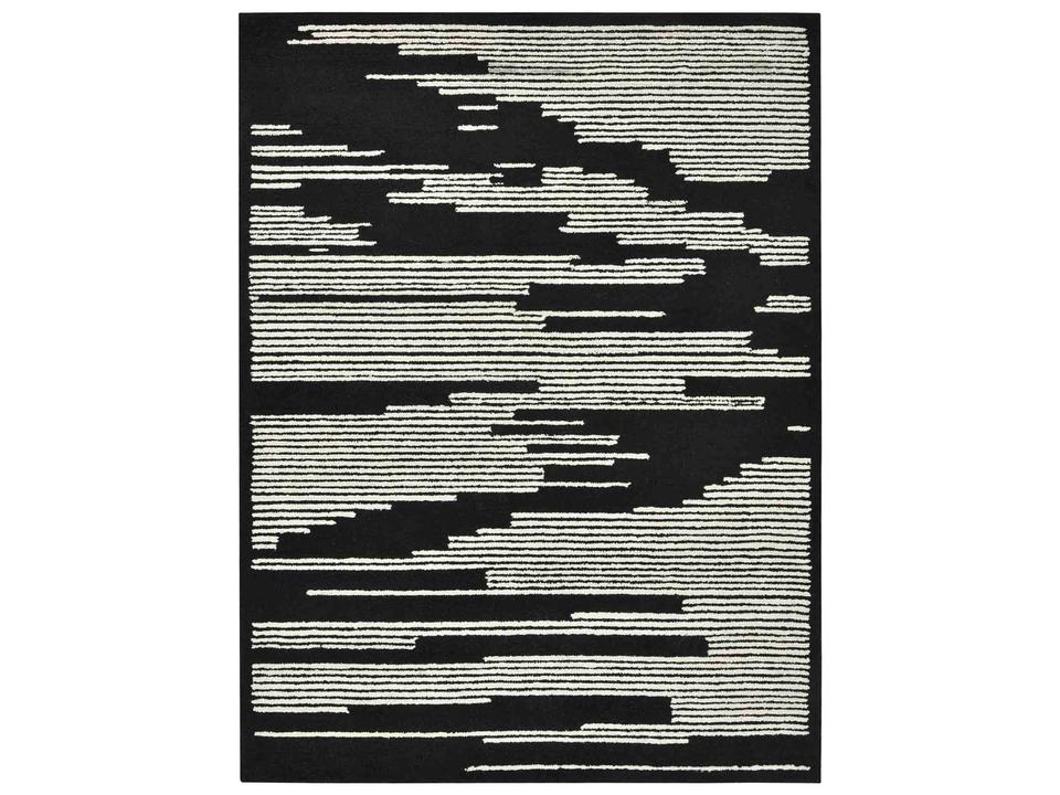 Chicago Hand-Hooked New Zealand Wool Area Rug in Ebony