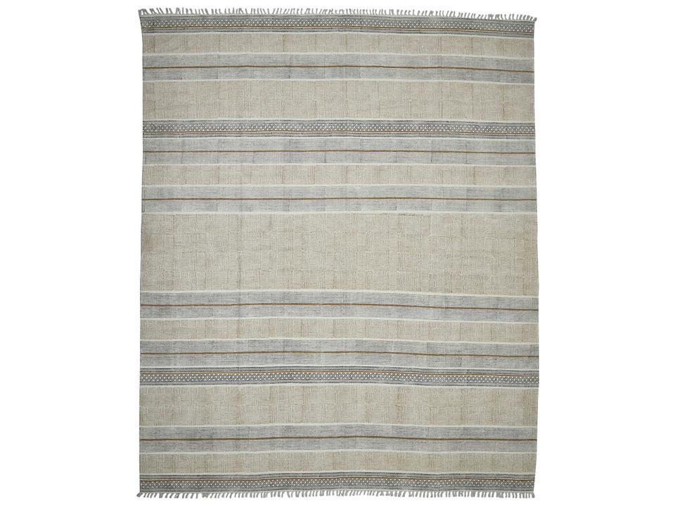 Dune Collection Hand-Woven Cotton Area Rug in Brown with Geometric Pattern