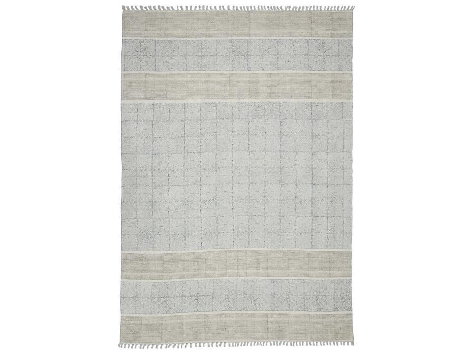 Dune Hand-Woven Cotton Geometric Area Rug in Stone Blue