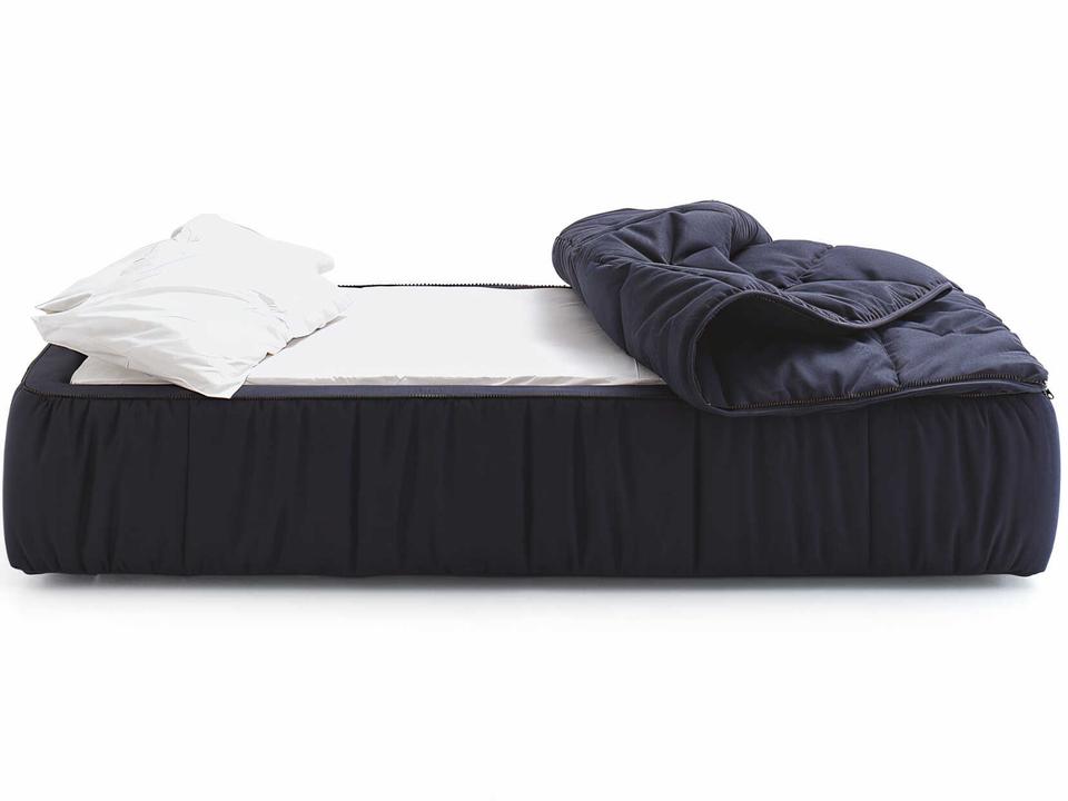 Strips Blue Poplar Wood Upholstered California King Daybed Bed