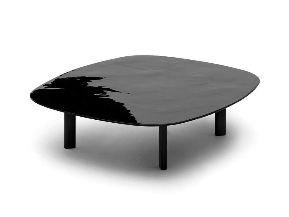 Marea 5561 Rectangle Coffee Table in Black Fume Glass and Aluminum