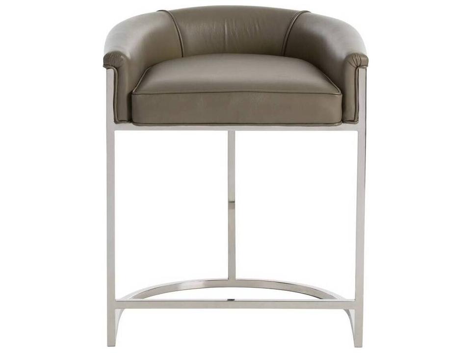 Calvin Dove Leather Polished Nickel Counter Stool
