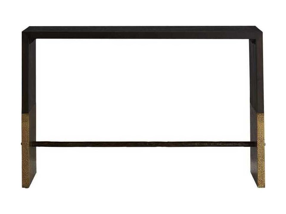 Lyle Rectangle Console Table in Sable Oak and Brass