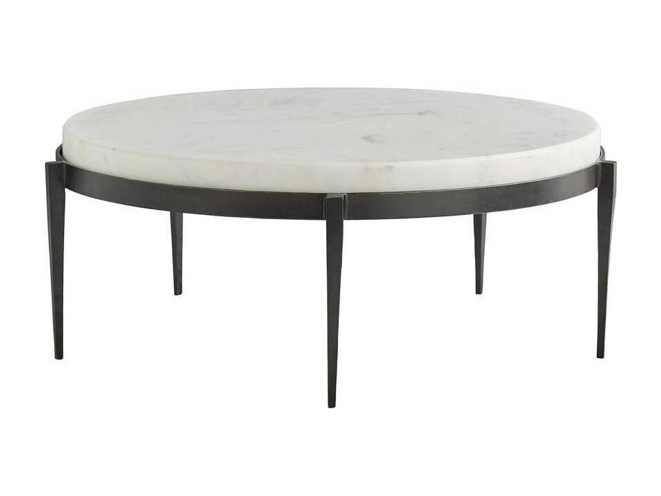 Kelsie Square Coffee Table in Blackened Iron and White Marble