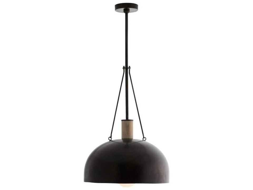 Madea 1-Light Pendant Light in Bronze with Wood Finial