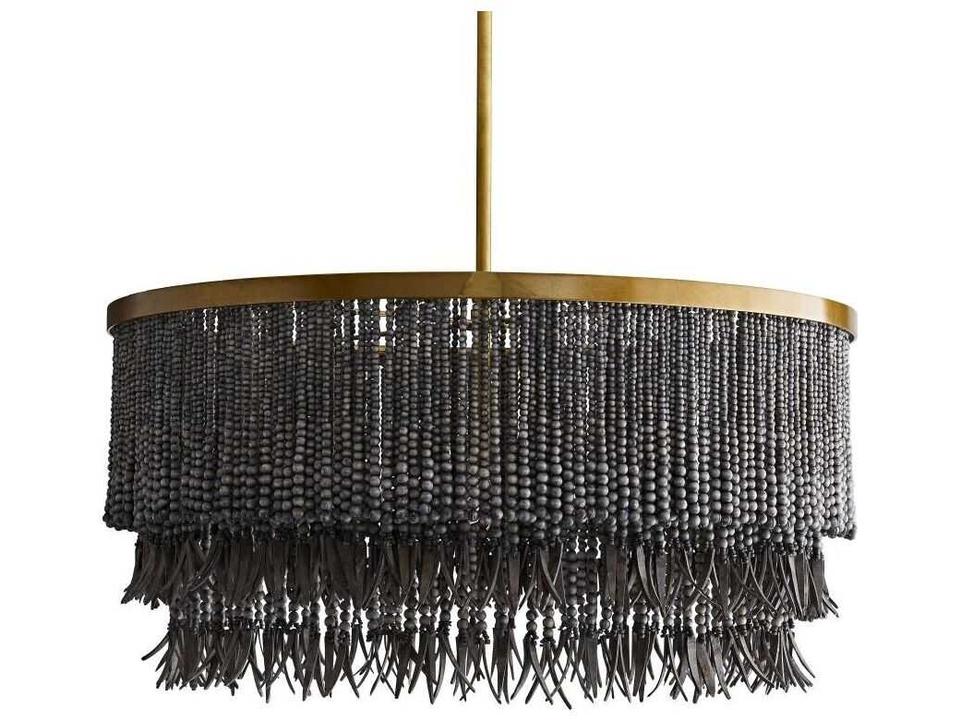 Arteriors Baja 3-Light Chandelier with Dark Gray Wash Wood and Coconut Beads