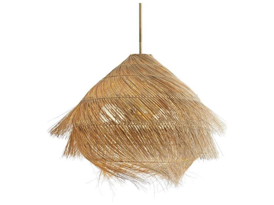 Arteriors Ashburn 3-Light Pendant Light with Buri Midribs and Antique Brass