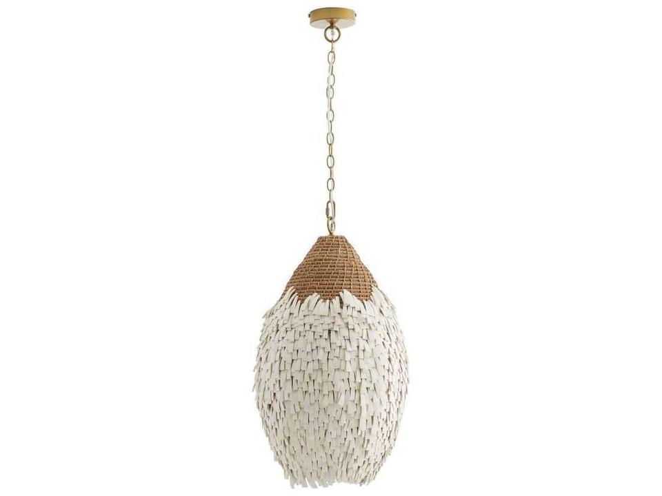 Orla 1-Light Pendant Light with Coconut Shells in Natural and Antique Brass