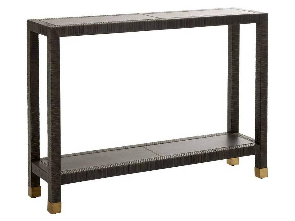 Oswald Graphite Leather Rectangle Console Table