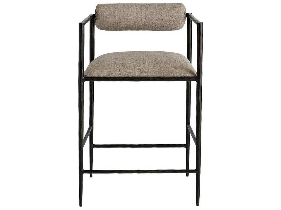 Barbana Upholstered Counter Stool Natural Iron Pewter Texture