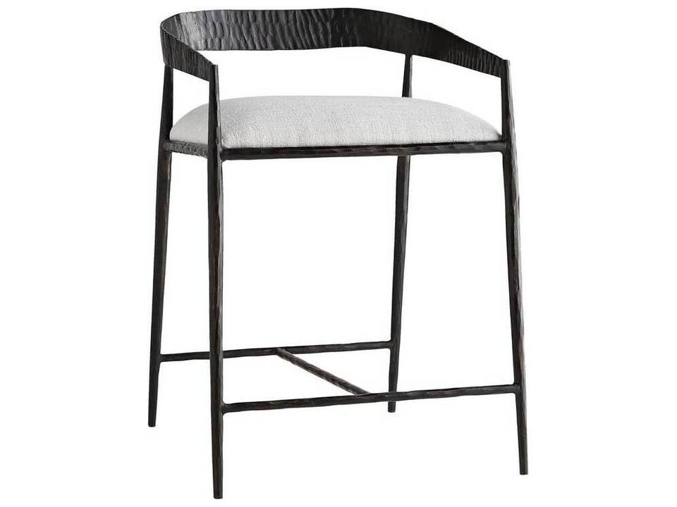 Ansel Industrial Counter Stool with Sterling Linen Upholstery