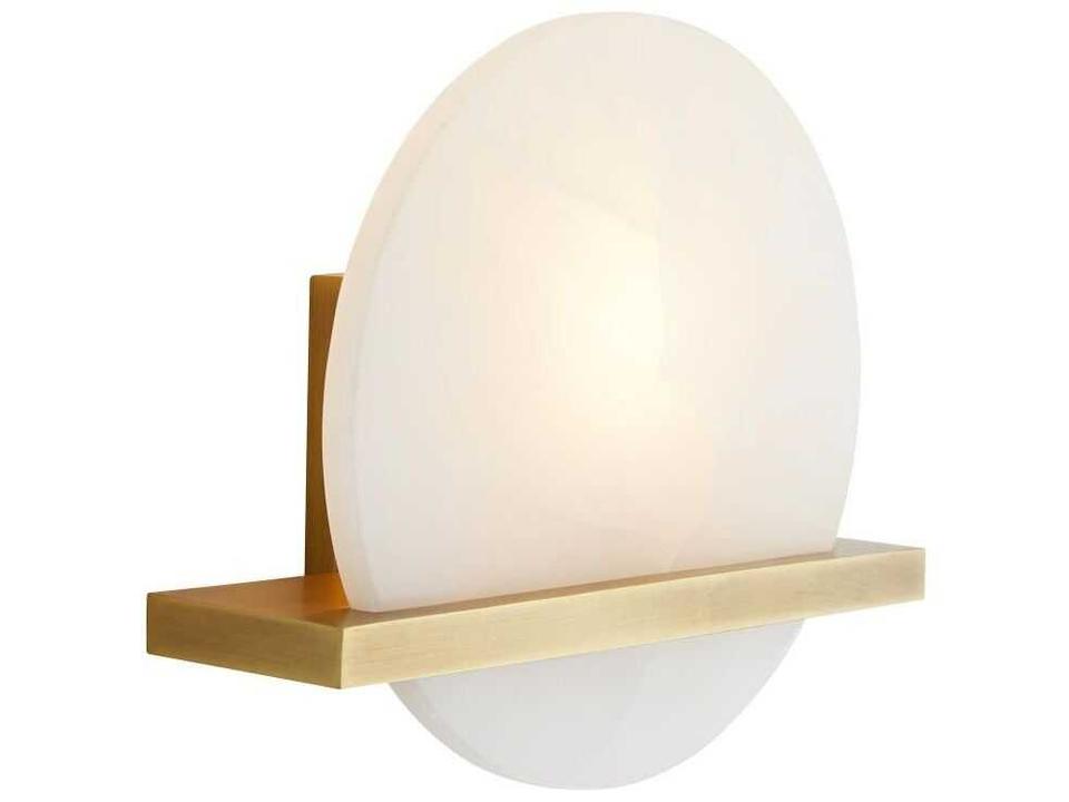 1-Light Savion Wall Sconce in Antique Brass with Alabaster