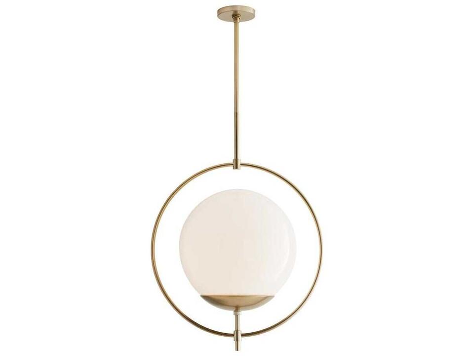 Volta Opal Glass Pendant Light in Pale Brass