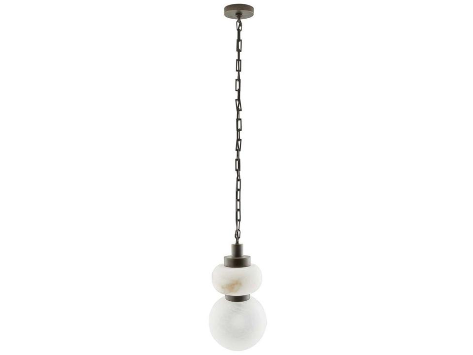Rosemont 1-Light English Bronze Mini Pendant with Alabaster and Glass Shade