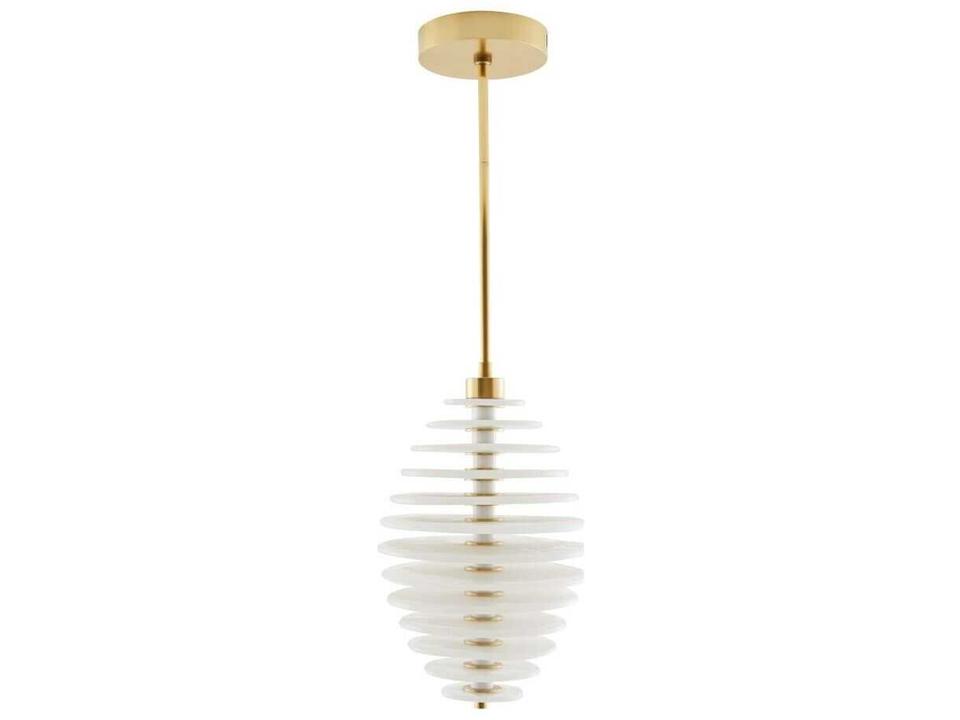 Penelope LED Pendant Light with Clear Seedy Glass and Antique Brass
