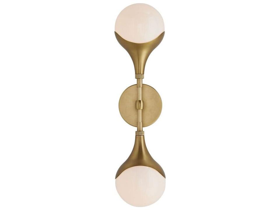 2-Light Augustus Wall Sconce in Antique Brass with Opal Glass